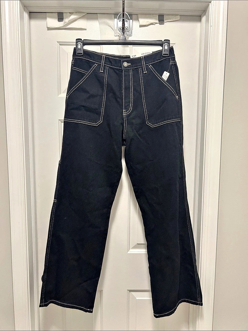 Arizona Jean Co. JCPenney Black Utility Wide Leg Pants Size 6 short